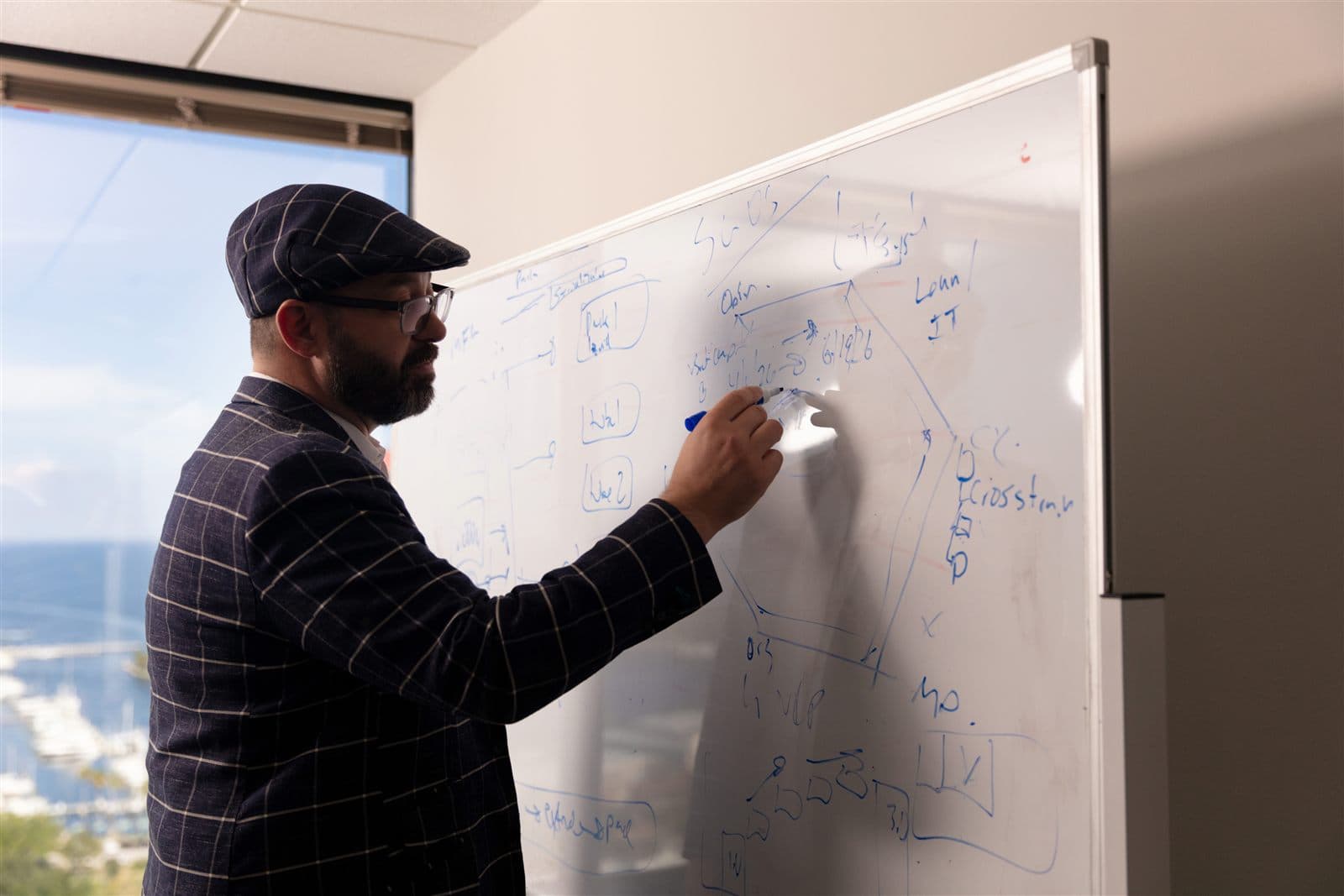 Paul Swaney mapping an operation on a whiteboard